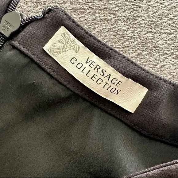 Versace Collection Black Front Zip V Neck Dress Size 12 - Picture 3 of 10